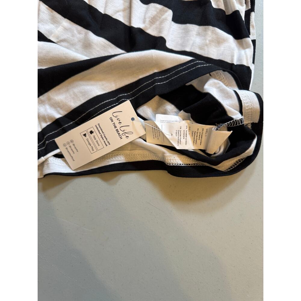 NWT Cupshe Black White Stripe Romper Cover Up Sleeveless Size Small - Picture 6 of 7